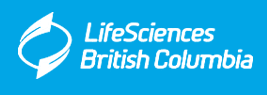 Life sciences British Columbia logo on blue background