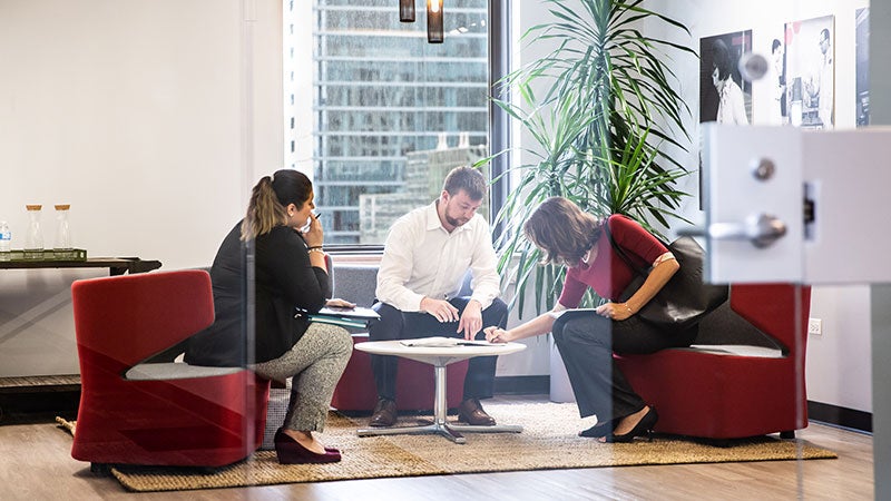 People collaborating at the Chicago user center