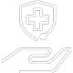 Icon of a hand holding a medical symbol