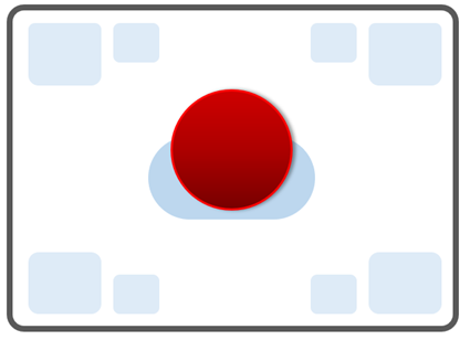 Big red button surrounded by all secondary controls