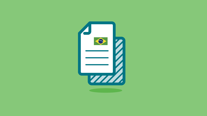 Icon of a document with a Brazilian flag on it