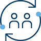 Icon of two people in a rotating circle