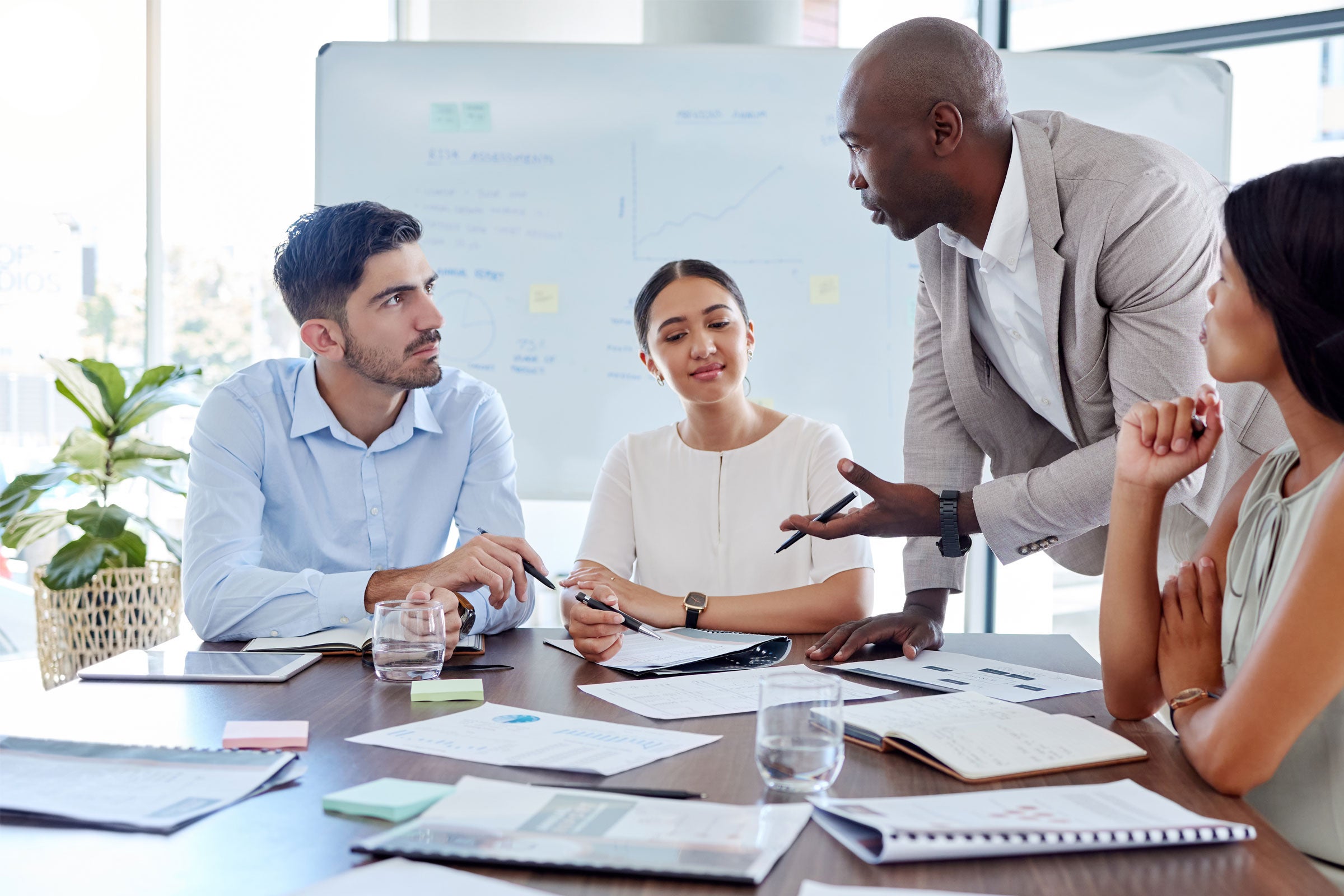 A group of colleagues collaborating in a meeting