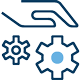 Icon of a hand dropping gears