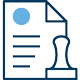 Icon of a document with a stamp next to it
