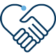 Icon of a handshake forming a heart