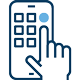 Icon of a hand selecting an app on a mobile phone