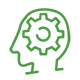 Head with a gear for a brain icon