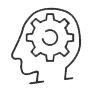 Icon of a person's head with a gear inside