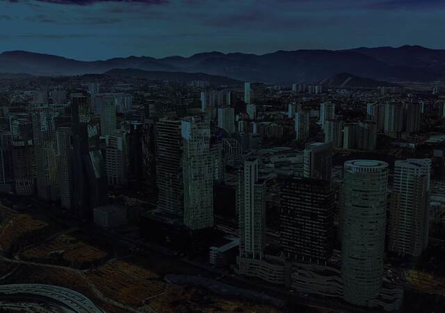 Aeriel view of city skyline