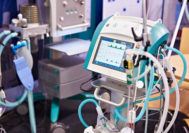 Close up of a respiratory machine display