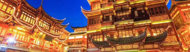 Temple in China at night