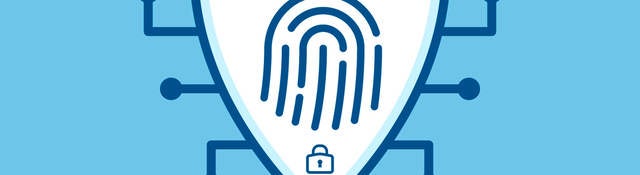 Icon of a fingerprint with a lock underneath it