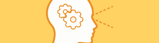 Drawing of person with gears for brains