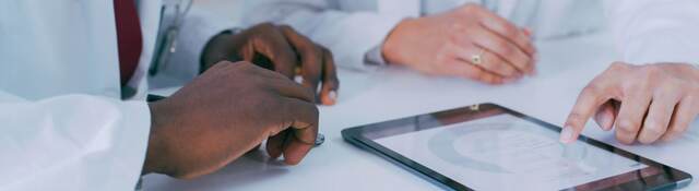 healthcare professionals over tablet