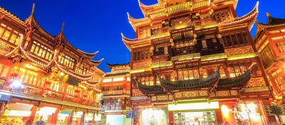 Temple in China at night