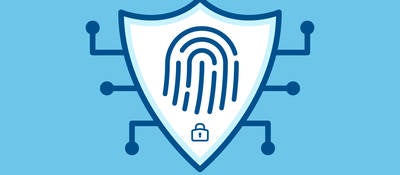 Icon of a fingerprint with a lock underneath it