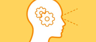 Icon of the side of a person's head with gears turning inside their head