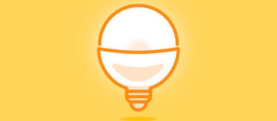 Drawing of a lightbulb on a yellow background