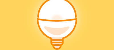 Drawing of a lightbulb on a yellow background