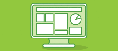 Drawing of computer displaying charts and graphs