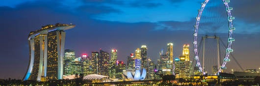 View of Singapore skyline at night