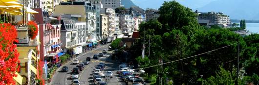 View of Swiss city streets during the day