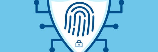 Icon of a fingerprint with a lock underneath it