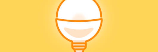 Drawing of a lightbulb on a yellow background