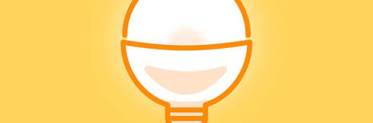 Drawing of a lightbulb on a yellow background