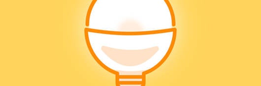 Drawing of a lightbulb on a yellow background