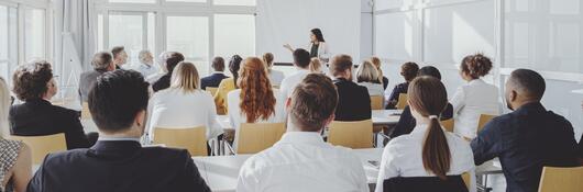 Group of business professionals attending a presentation