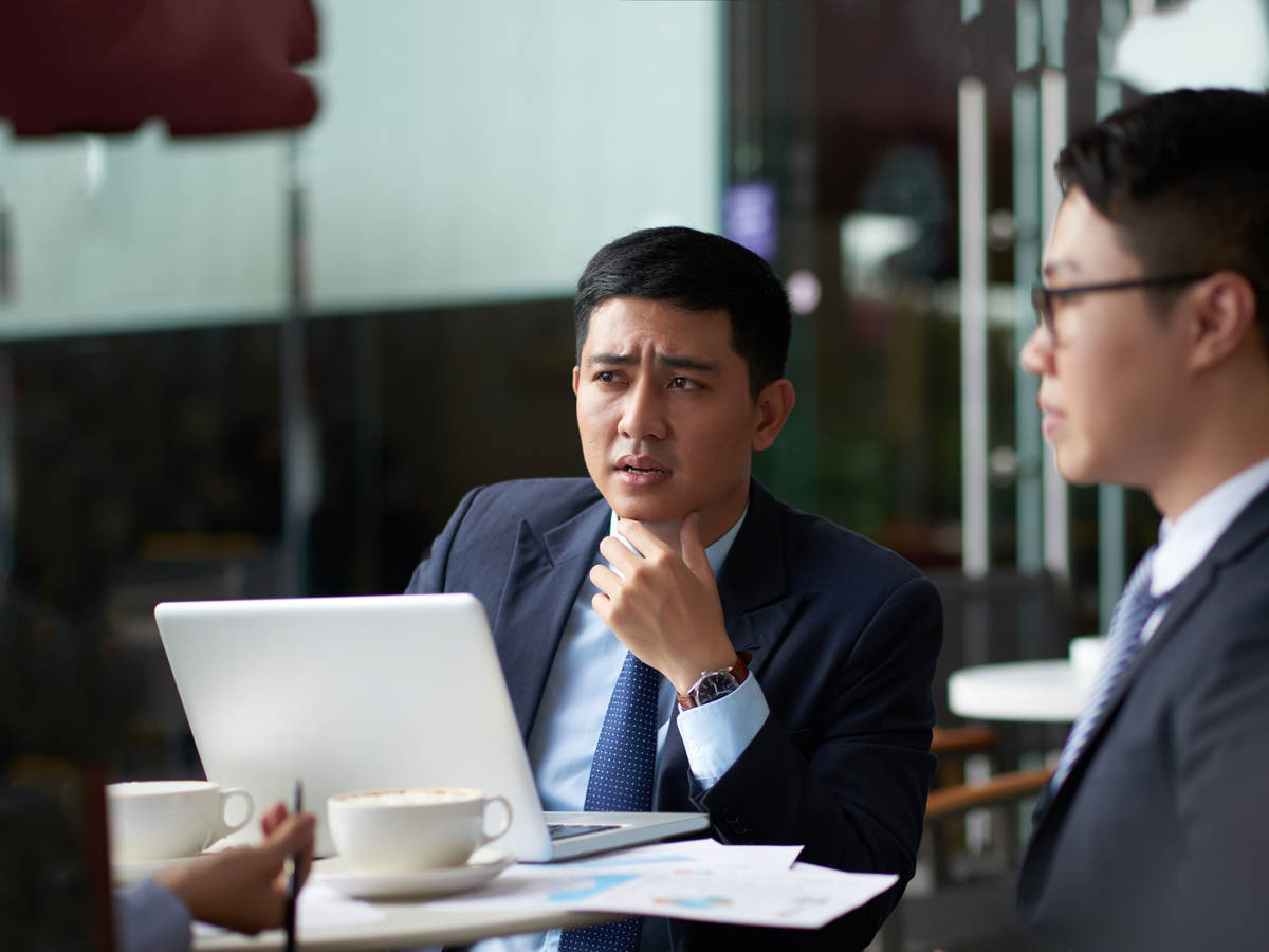 Two people having a discussion