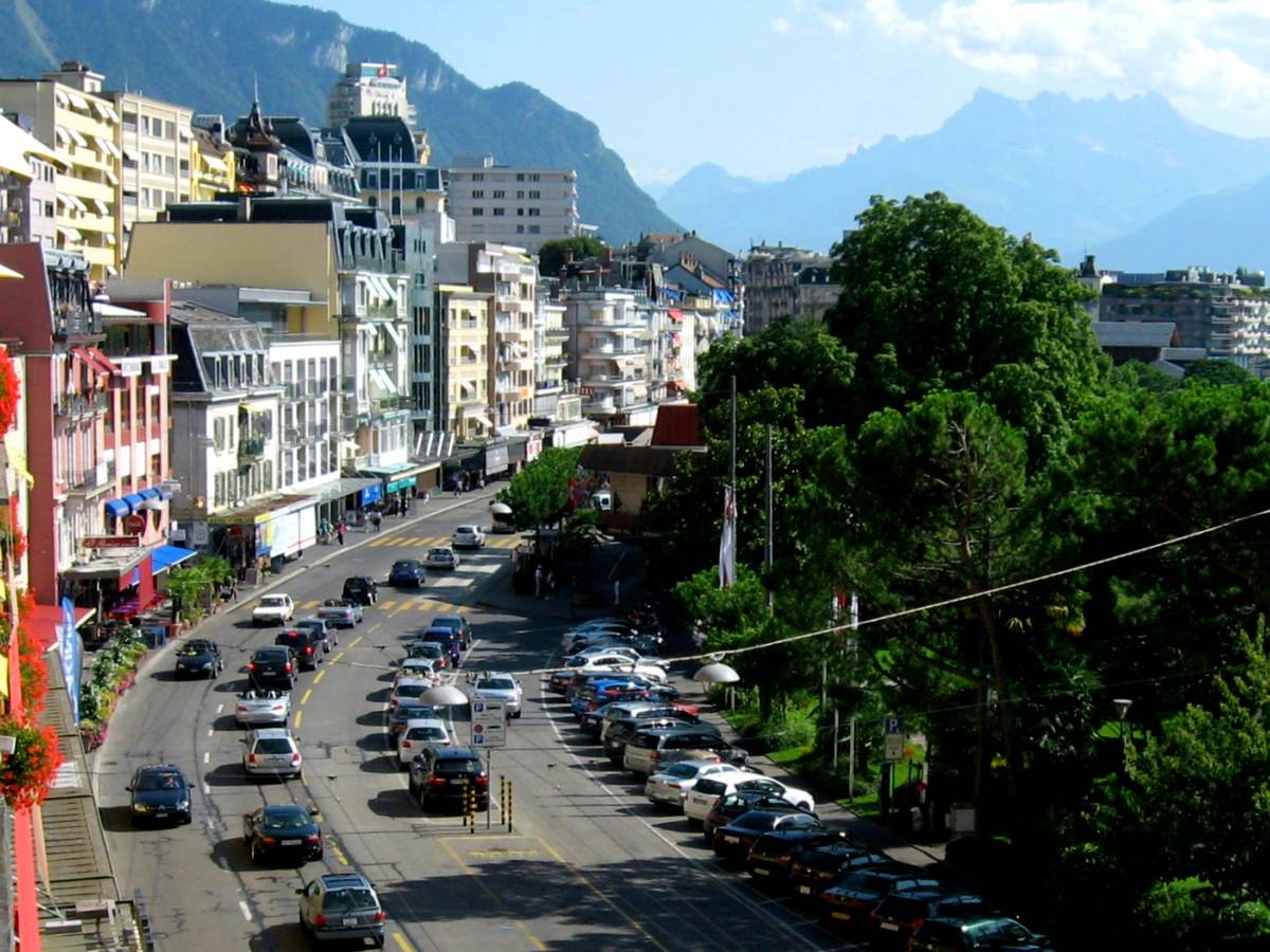 View of Swiss city streets during the day