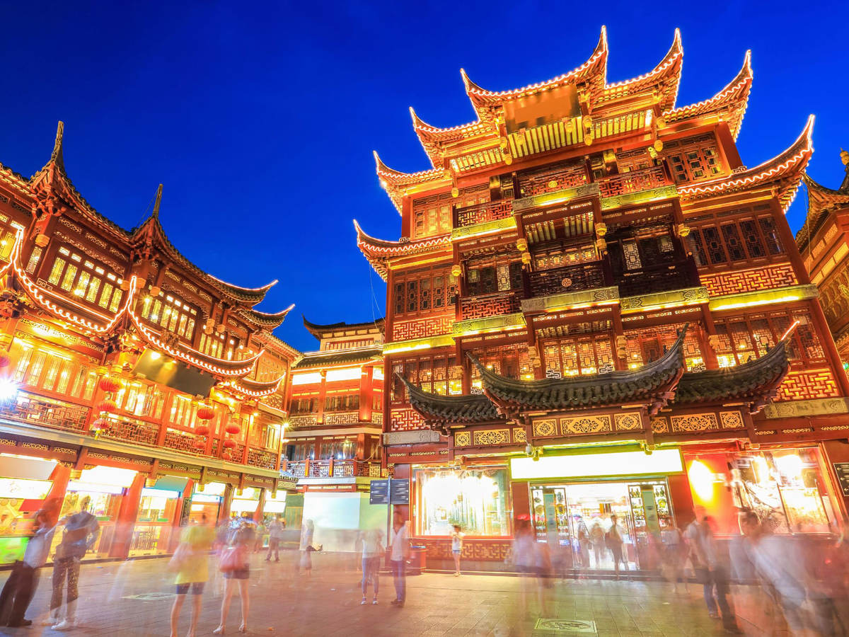 Temple in China at night