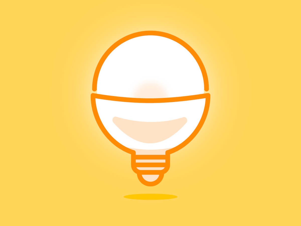 Drawing of a lightbulb on a yellow background