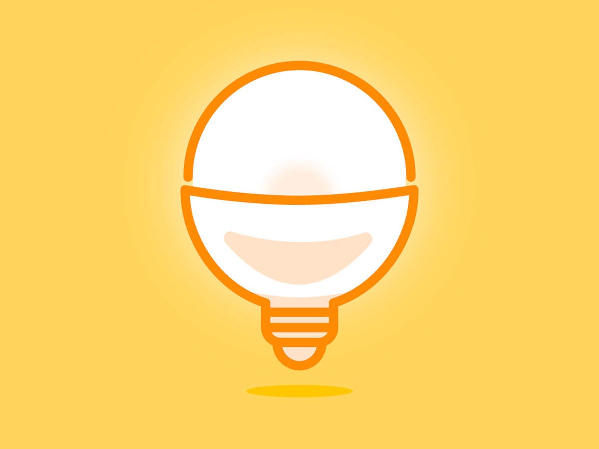 Drawing of a lightbulb on a yellow background