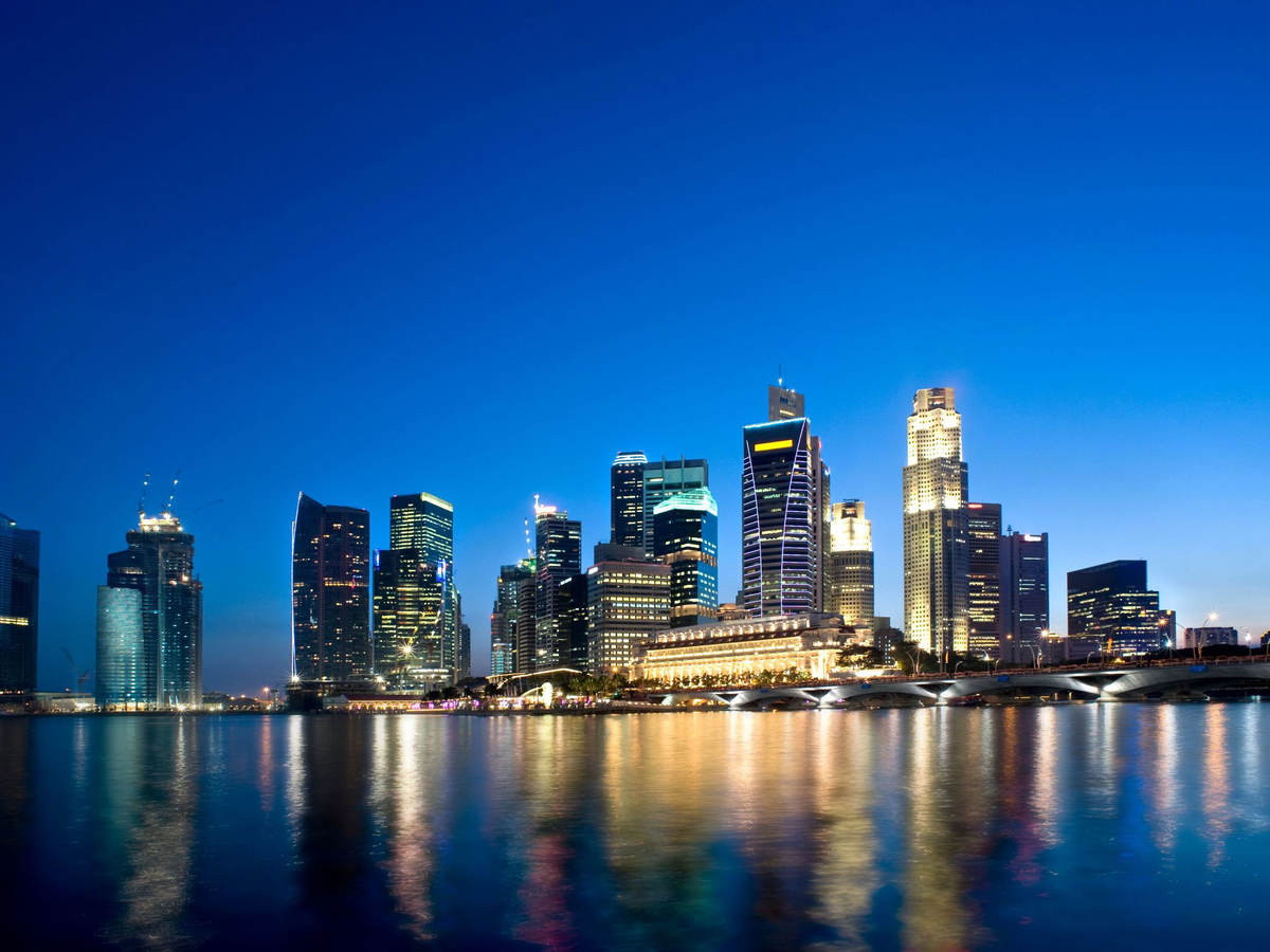 Singapore skyline at night