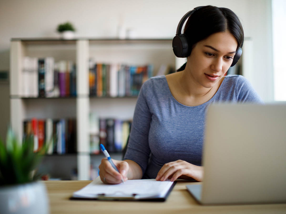 Person studying on their laptop