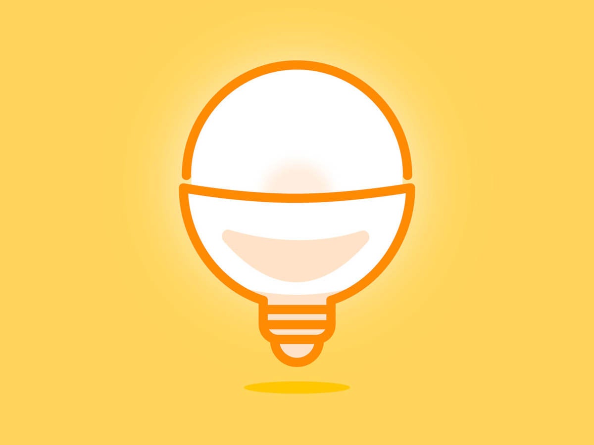 Drawing of a lightbulb on a yellow background