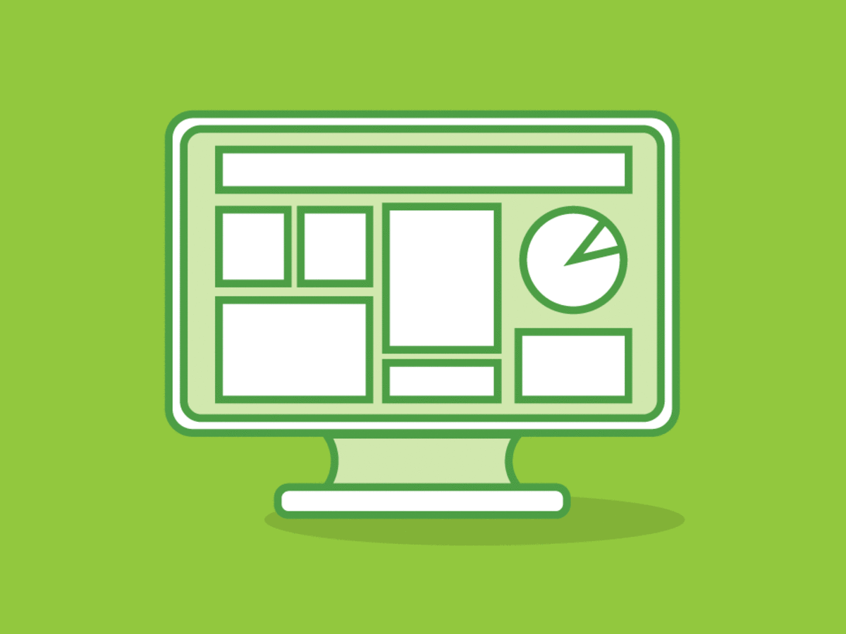 Drawing of computer displaying charts and graphs