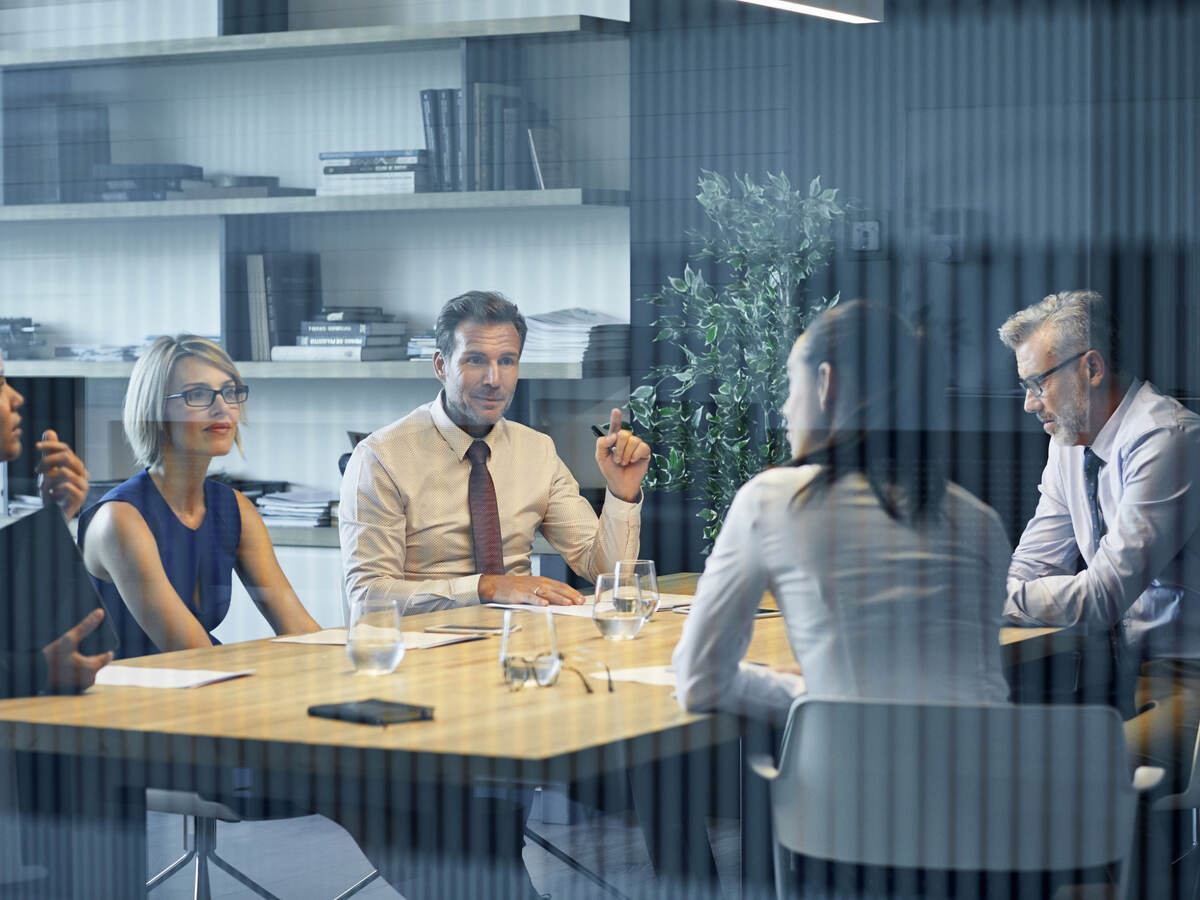 Business colleagues collaborating at a table