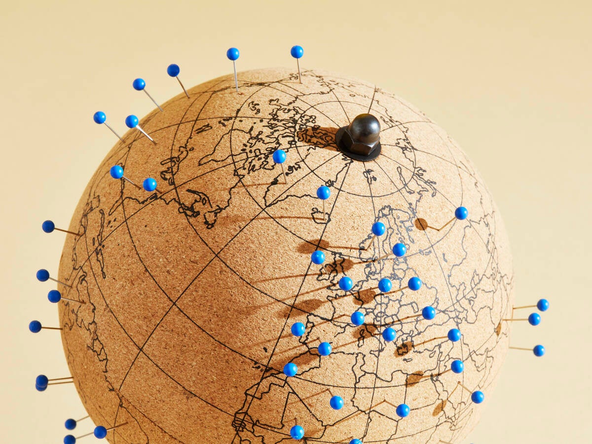 Globe with location pins