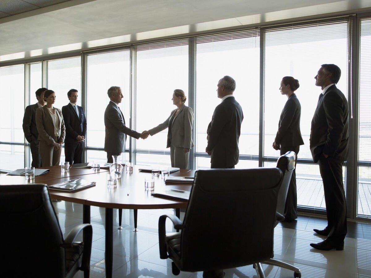 Group of business professionals meeting in a conference room