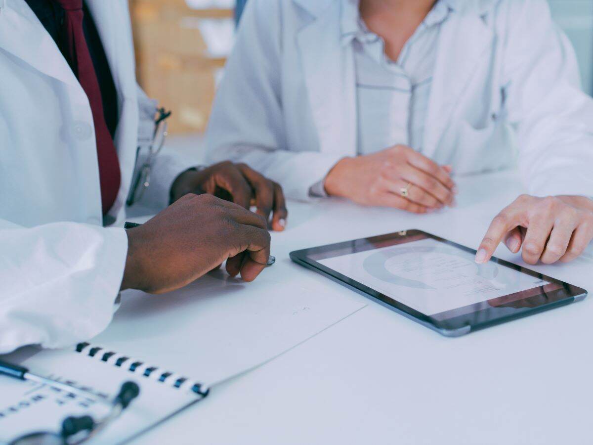healthcare professionals over tablet