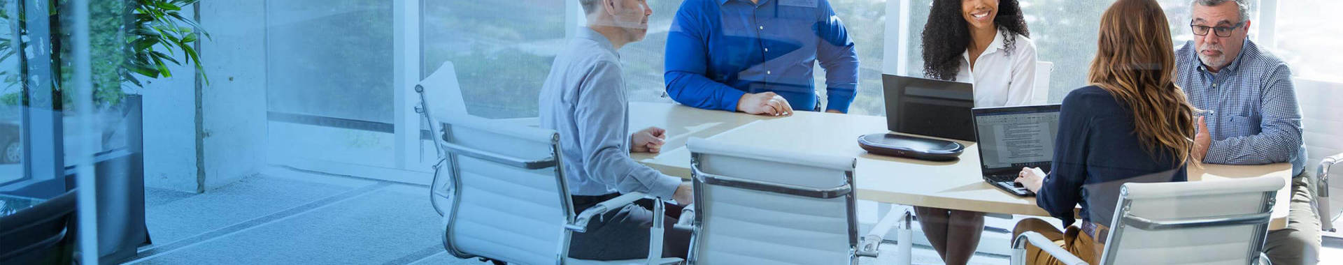 People sitting in a conference room having a meeting