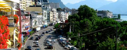 View of Swiss city streets during the day