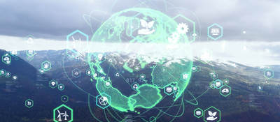 graphic depicting a digital world