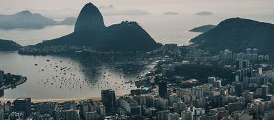 Overhead view of a Brazilian city bay