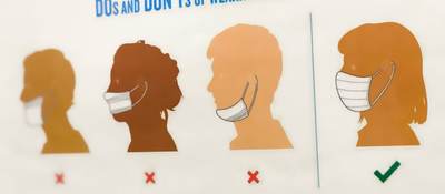 Graphic depicting correct and incorrect ways of wearing a mask